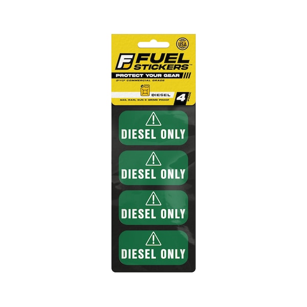 Fuel Stickers Diesel Only Sticker, Fuel Can & Outdoor Power Equipment, Hvy-Dty, Green/White, 2''x1'', 4PK Z-2X1DG-4PK - main